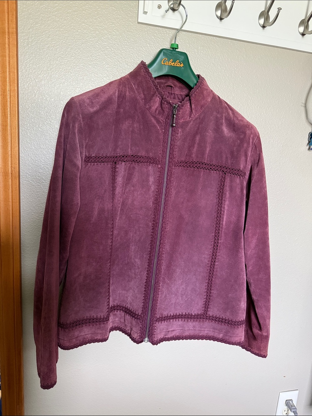 Women's Suede Zip-Front Jacket in Plum